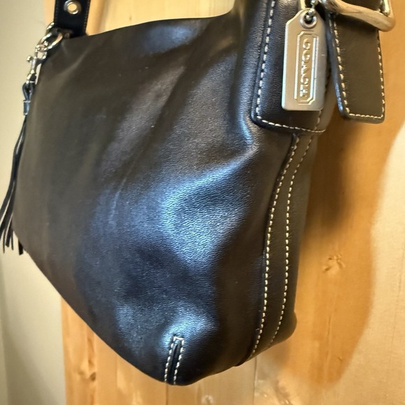 Vintage COACH 1417 Black Leather East West Legacy Shoulder Bag Tassel Silver - Picture 5 of 16